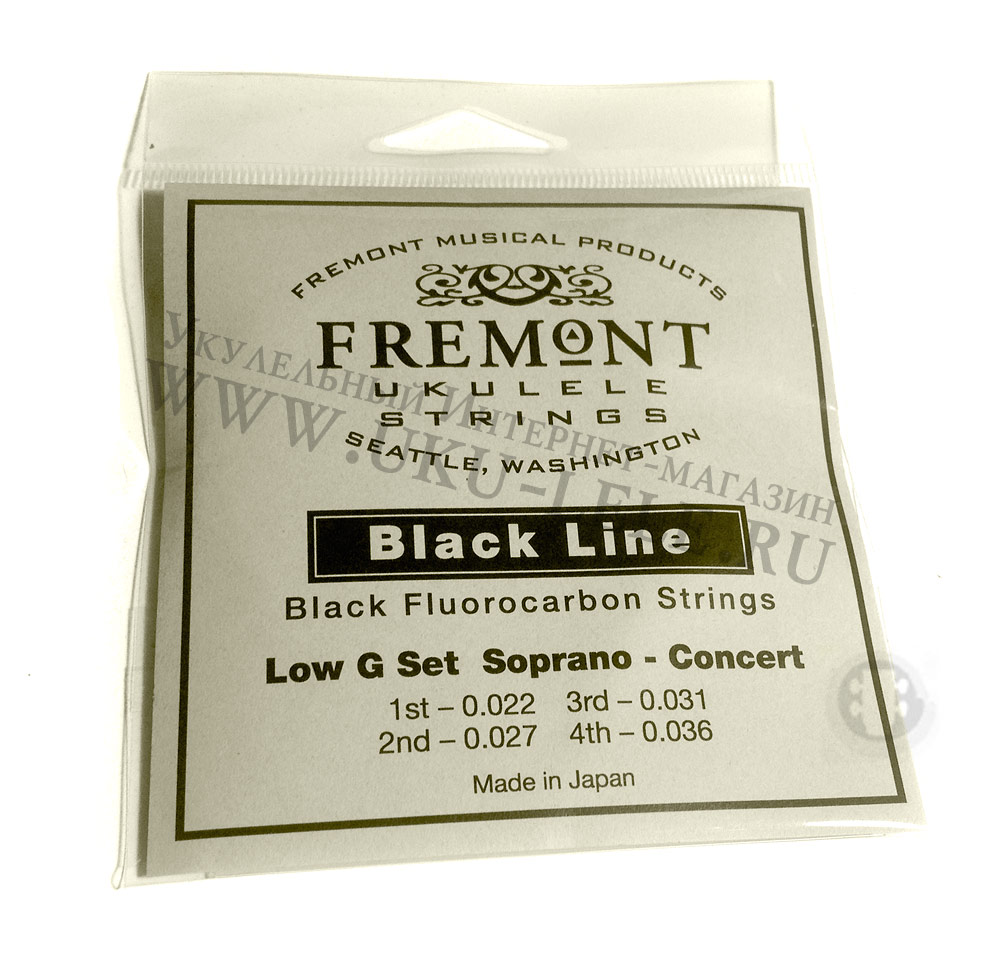 Струны для укулеле Сопрано/Концерт Fremont Black Fluorocarbon STR-FMG LOW-G